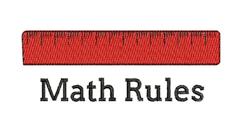 Standard red ruler at the top with bold black text saying 'Math Rules' below in a clean, modern style.