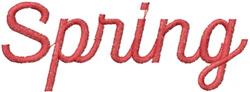 Text 'Spring' in vibrant red, playful curvy font, perfect for cheerful seasonal projects.