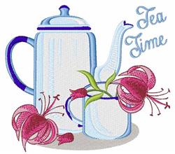 detailed time machine digital embroidery pattern - Tea Time perfect for kitchen aprons
