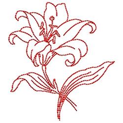 White tiger lily flower with leaves - Embroidery Design