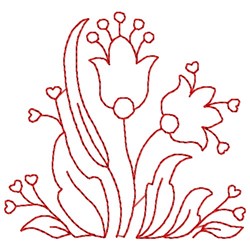 Floral Redwork Embroidery Design | EmbroideryDesigns.com