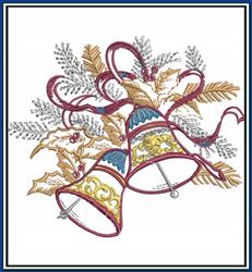 detailed christmas bell machine embroidery pattern - Bells for kitchen tea towels