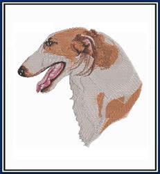 detailed puppy dog machine embroidery pattern - Borzoi for decorative pillow covers