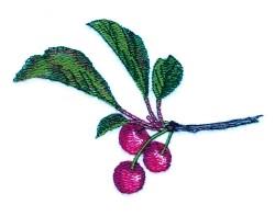 beginner-friendly tree machine embroidery pattern - Cherries for reusable tote bags