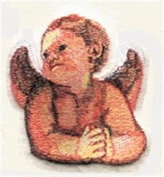 angel detailed machine digital embroidery - Cherub perfect for Baby Blankets