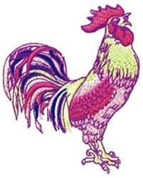 bird detailed machine digital embroidery - Crowing Rooster perfect for Table Linens