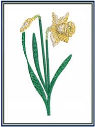 Double Daffodil - 5x7 leaf beginner-friendly embroidery design for reusable tote bags