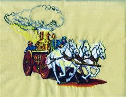 detailed horse machine embroidery pattern - Fire Engine Horses for reusable tote bags