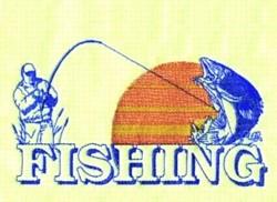 Fishing - 6x10 fishing detailed machine embroidery design for Fishing Tackle Bags