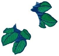 Realistic green leaves with deep shades and blue accents, showcasing rich detailing and textures.
