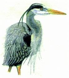 Heron - 4x4 bird detailed machine embroidery design perfect for patchwork quilt blocks