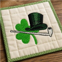 Irish Hat & Pipe - 4x4 shamrock beginner-friendly embroidery design for St. Patricks Day Cards