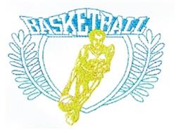 leaf detailed machine embroidery - Ladies Basketball Crest perfect for Pouch Covers
