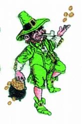 leprechaun detailed machine embroidery - Leprechaun perfect for kitchen tea towels