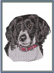 detailed puppy dog machine embroidery pattern - Munsterlander for decorative pillow covers