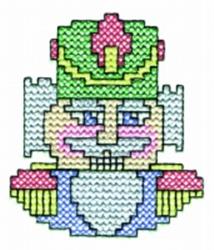 Nutcracker in festive colors featuring a green hat, rosy cheeks, and a blue coat with yellow details. Perfect for Christmas c