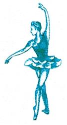 Redwork ballet dancer in an elegant pose with a flowing tutu, highlighted by vibrant teal hues.