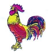 beginner-friendly bird machine embroidery pattern - Rooster perfect for kitchen aprons