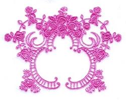 detailed rose machine embroidery pattern - Roses Monogram Frame for reusable tote bags