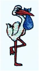 beginner-friendly bird machine embroidery pattern - Stork for reusable tote bags