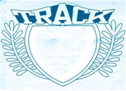 Bold shield design with 'TRACK' text and stylized laurel leaves, perfect for sports-themed embroidery.