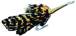 Vibrant fish lure with striking yellow and black pattern, detailed silver accents, ideal for outdoor adventures.