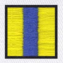 Abstract pattern featuring vertical stripes in yellow and blue, bordered in black for a bold geometric look.