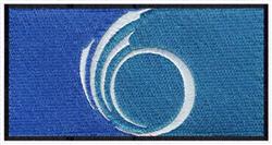 Abstract wave design with a modern aesthetic, featuring dynamic white shapes on a gradient blue background.