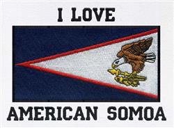 American Samoa flag with eagle in traditional colors, featuring text 'I LOVE' above and 'AMERICAN SAMOA' below.
