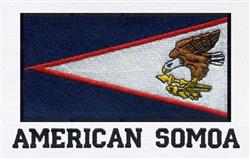 Flag of American Samoa featuring a blue background, red and white triangle, with an eagle and shield emblem, in a vibrant des
