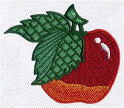 leaf detailed machine digital embroidery - Apple perfect for reusable tote bags