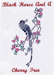 Asian Cherry Tree - 5x7 bird detailed embroidery design for decorative pillow covers