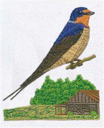 Barn Swallow - 4x4 bird detailed machine embroidery design for decorative pillow covers