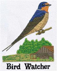 detailed bird machine digital embroidery pattern - Bird Watcher perfect for Backpacks