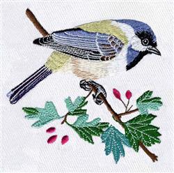 Black Capped Chickadee - 5x7 bird detailed embroidery design for reusable tote bags
