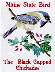 bird detailed machine embroidery - Black Capped Chickadee for decorative wall hangings