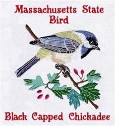 Black Capped Chickadee - 5x7 bird detailed embroidery design for patchwork quilt blocks