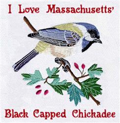 bird detailed machine embroidery - Black Capped Chickadee for patchwork quilt blocks