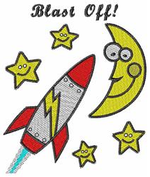 detailed star machine digital embroidery pattern - Blast Off perfect for Backpacks