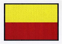 Bold flag design featuring a bright yellow top half and deep red bottom half, accented with a black border.