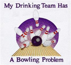 detailed strike machine embroidery pattern - Bowling Strike perfect for kitchen aprons