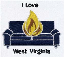 Burning Couch - 4x4 couch detailed machine embroidery design for kitchen tea towels