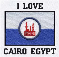 Embroidered patch showcasing a blue background with 'I LOVE CAIRO EGYPT' in bold text around a circular emblem depicting Cair