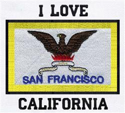 Vibrant text with 'I LOVE CALIFORNIA' above a detailed eagle, framed by a bold gold border.