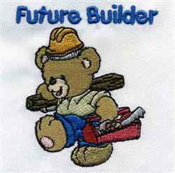 Carpenter Builder Bear - 4x4 bear detailed embroidery design for cute baby onesies