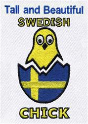 Playful yellow chick peeking from a cracked egg with blue and yellow designs, perfect for Easter celebrations.