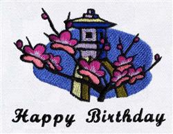 tree detailed machine embroidery - Cherry Tree with Lantern for reusable tote bags