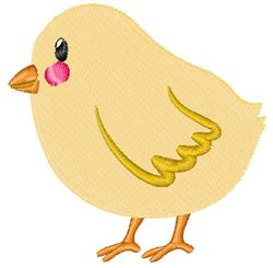Cute chick with pink cheeks and an orange beak, perfect for playful Easter decorations.