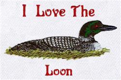 detailed bird machine embroidery pattern - Common Loon perfect for kitchen tea towels