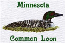 bird detailed machine digital embroidery - Common Loon perfect for reusable tote bags